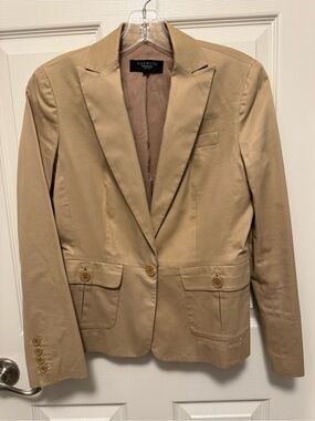 Talbots Beige-Tan Single-Button Cotton Blend Blazer